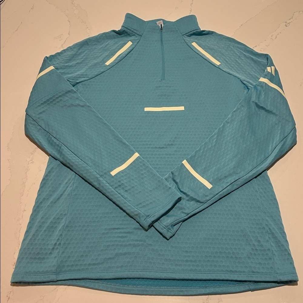 Adidas Blue Long Sleeve Athletic Running Reflective Top Size Medium